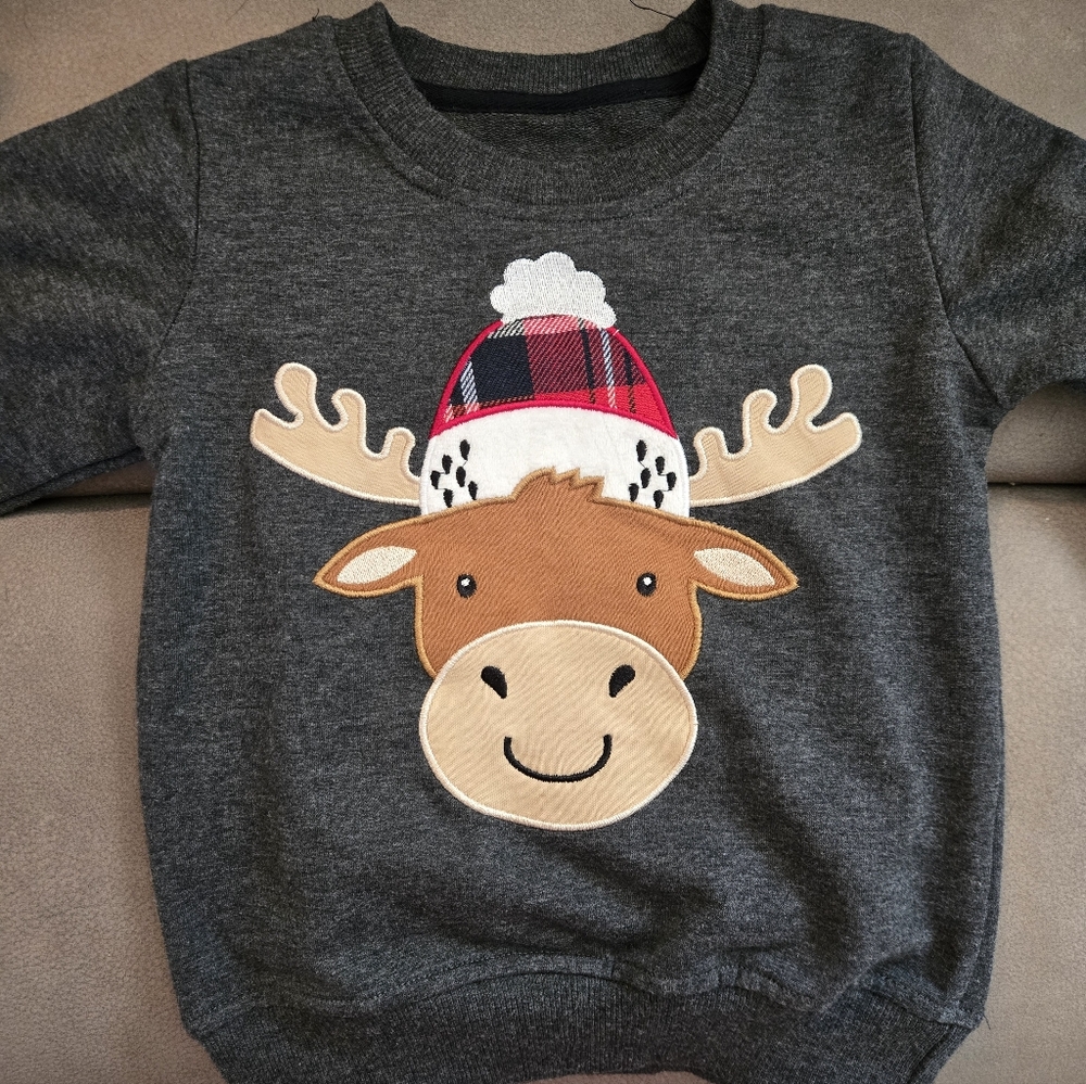 Gray Kids Sweater with Moose Design